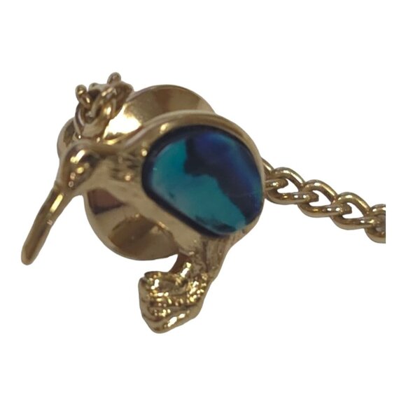 Vtg Paua Abalone Shell New Zealand Kiwi Bird Tie Tack Pin Exotic Bird Brooch - Picture 3 of 8